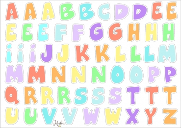Wasserfeste Aufkleber, DIN A5 - Buchstaben - Pastell